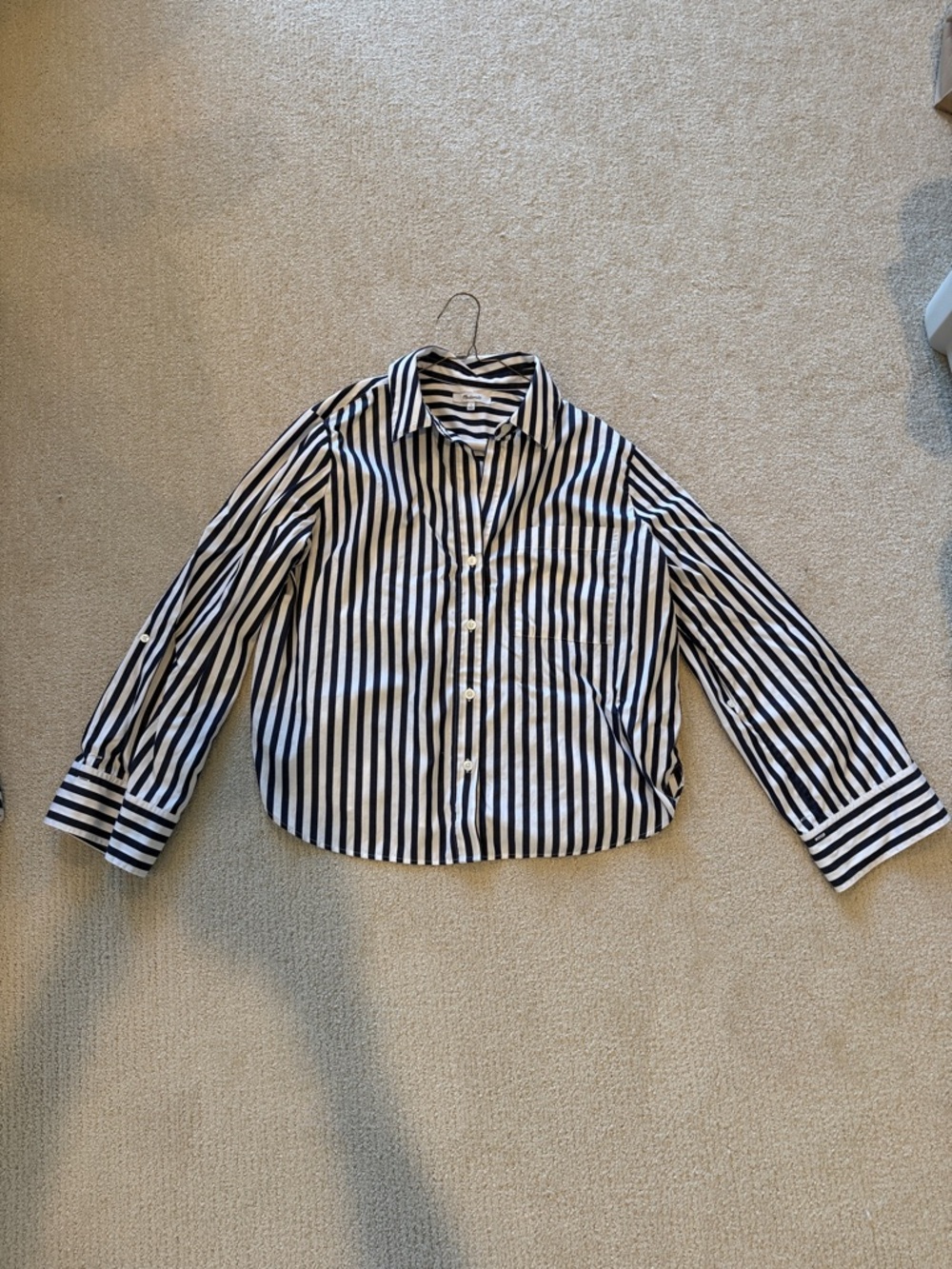 Madewell Striped Button-Down Shirt - navy  & white